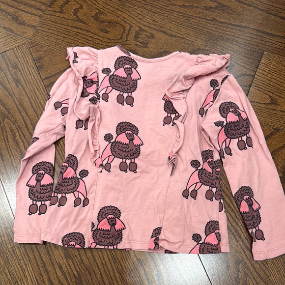 Pink Ruffled Kids Shirt with Sheep Print - Picture 3 of 3